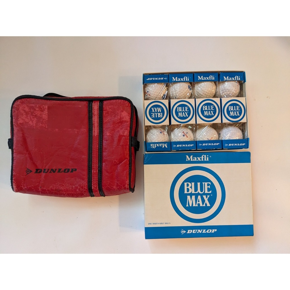 Vtg Dunlop Maxfli Blue Max Golf Balls 4 Boxes of 3 Each 12 total Red Bag NEW